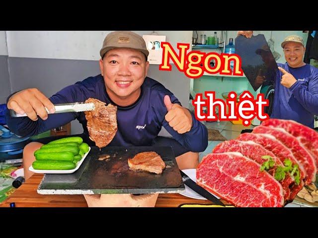 Lần đầu tiên làm món Bò tảng nướng đá hoa cương. Ăn rất ngon.thơm đủ 4 vị