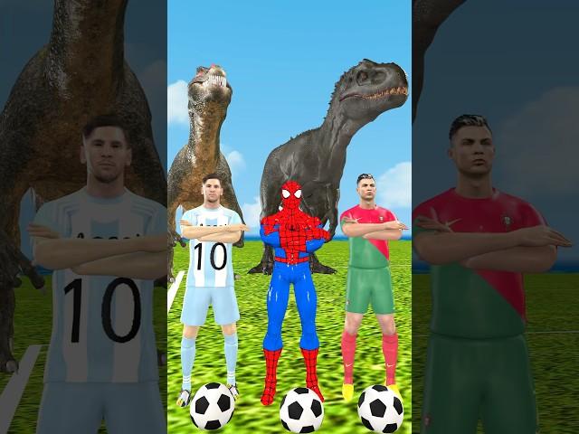 T-rex Dinosaur Football challenge end Spider-Man vs ronaldo vs messi #spiderman #dinosaur #messi