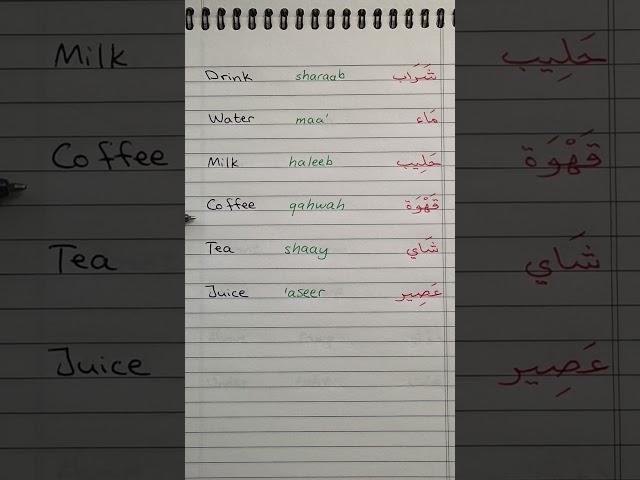Learn Arabic Word by Word part 14 Drinks #arabic #learning #basic #beginners #education #words