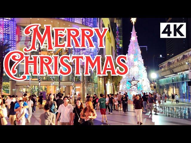 [4K UHD] Christmas Season Walking the Bustling Siam Shopping Area Bangkok