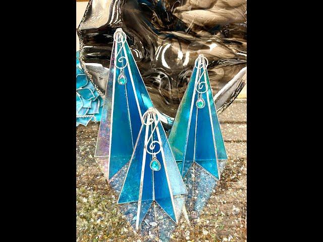 3D Stained Glass six sided heart spinners and trees