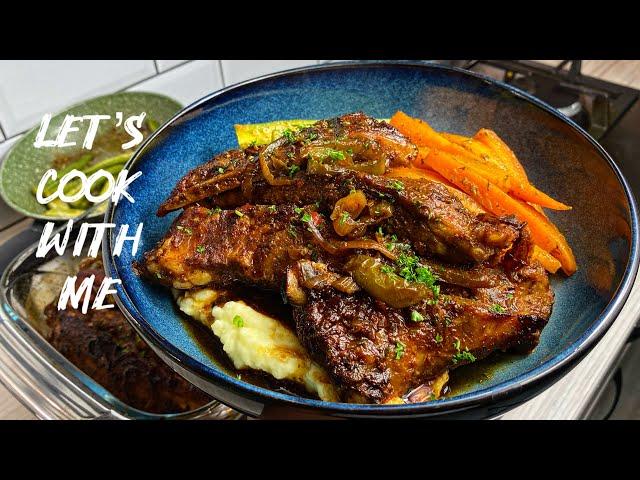 Let’s Cook With Me | Baked Ribs with creamy mashed potatoes, brown sugar herb carrots & steamed okra