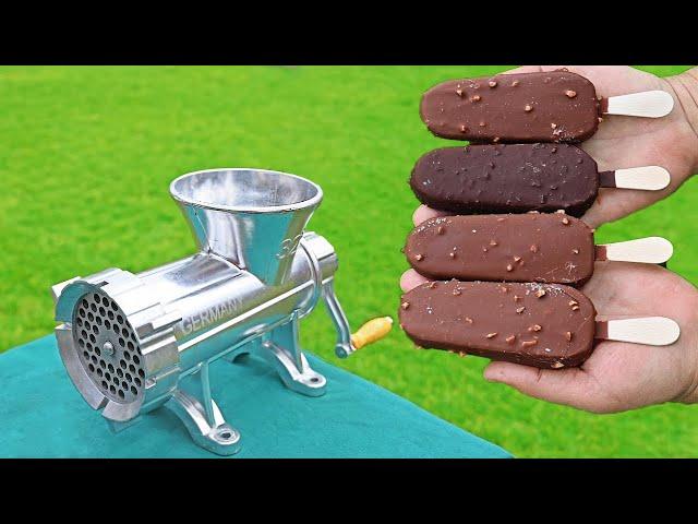 EXPERIMENT ICE CREAM VS MEAT GRINDER