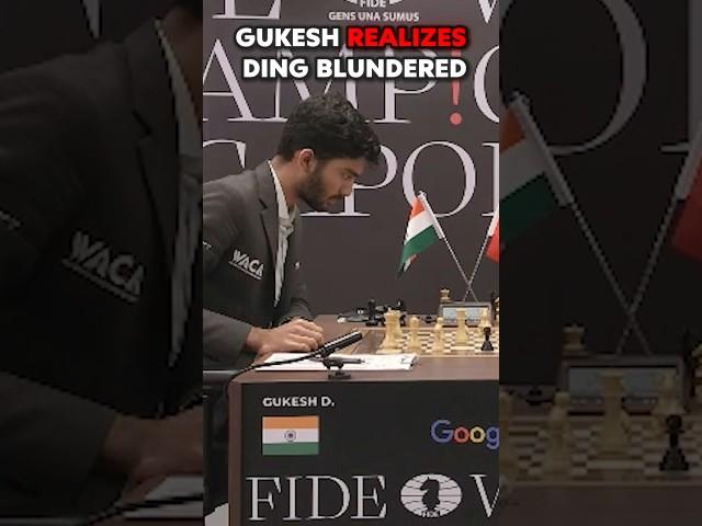 Gukesh REALIZES Ding BLUNDERED a KNIGHT in the 2024 FIDE WORLD CHAMPIONSHIP