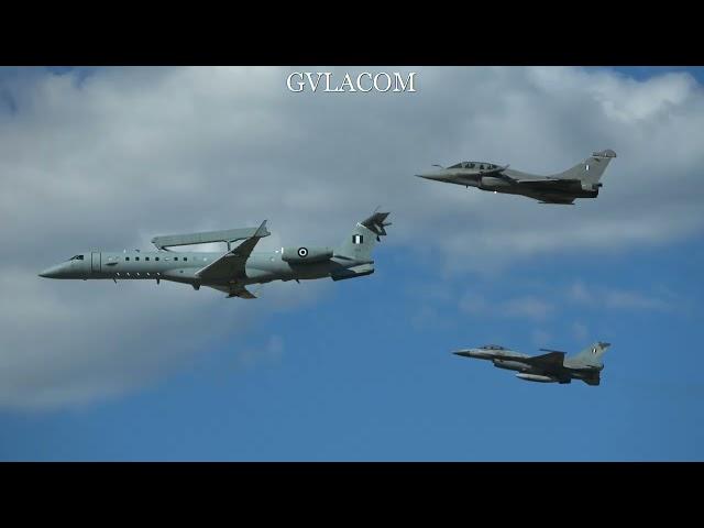 Hellenic Air Force Embraer EMB-145 Erieye F-16 and Rafale at Athens Flying Week 2024