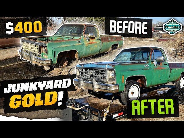 ABANDONED 1980 JUNKYARD C10. Piecing it together for CHEAP!