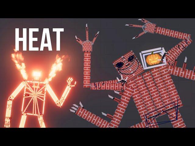 Heat & Freeze Bot vs Two-Headed Brick Golem - People Playground 1.22