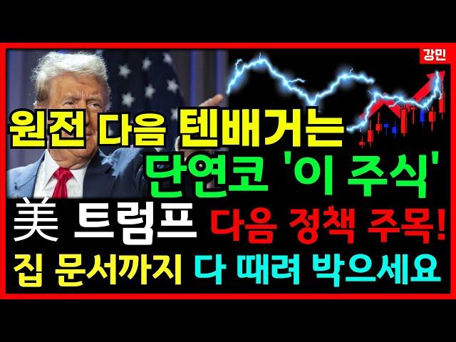 원전 다음 텐배거는 단연코 '이 주식' 美 트럼프 다음 정책 주목! 집 문서까지 다 때려 박으세요 7월 4일 트럼프 감세 법안 이후 크게 날아 갈 겁니다.