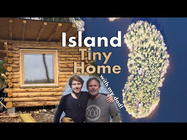 Tiny Home Big Window, Floors and Door | Building a Log Cabin on Our Island Ep.17