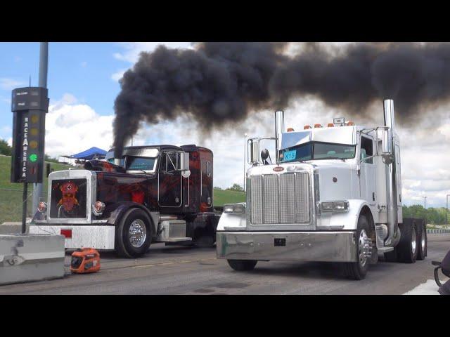 Uphill Semi Drag Racing! (bobtail) Unc's Semi Stampede 2024 June. Kuhnle Motorsports Park.