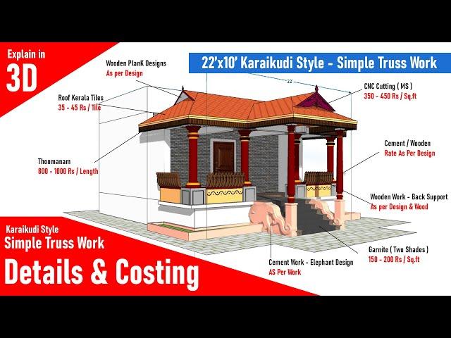 22'x10' Karaikudi Style - Simple Truss Work in தமிழ்