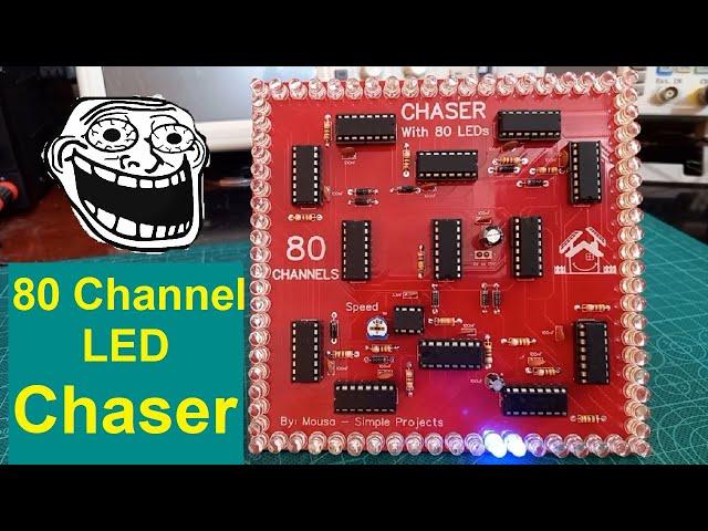 LED Chaser with 80 channels | How to cascade 4017 ICs together