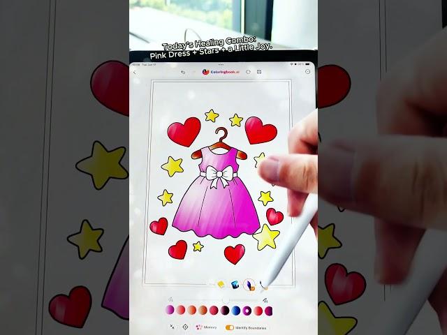 Today’s Healing Combo: Pink Dress + Stars + a Little Joy.#PinkDress#ColoringApp #RelaxingApp