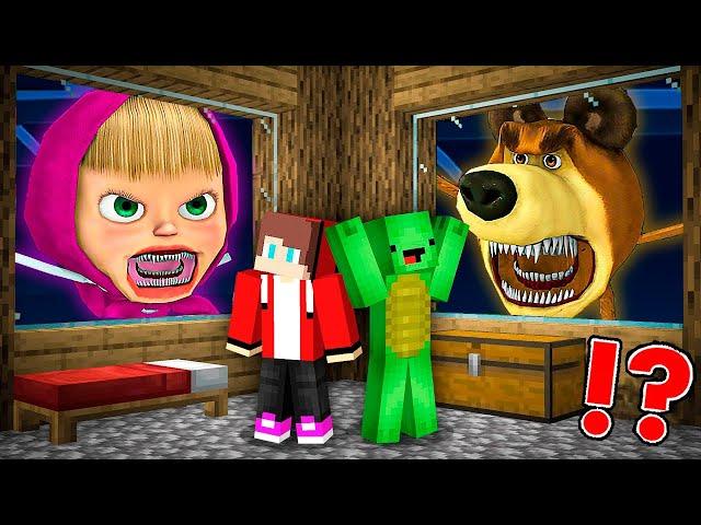 JJ and Mikey HIDE from The MASHA TAPES and The BEAR TAPES in Minecraft Maizen