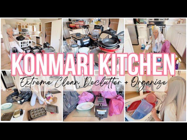 *NEW* EXTREME KONMARI CLEAN, DECLUTTER + ORGANIZE PART 2! MESSY TO MINIMAL KITCHEN!