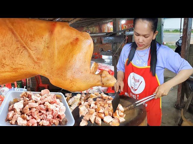 Popular Types of Beef! Delicious Roast Half Raw Beef - Cambodian Street Food