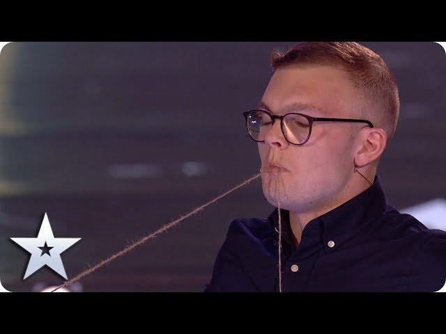 FISH HOOK IN HIS MOUTH? Cameron Young is one risk-taking magician | Auditions | BGT: Unseen