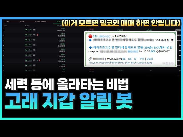 "밈코인 세력 등에 올라타는 방법?" 고래 지갑 알림 봇 (feat.밈코인 불장)