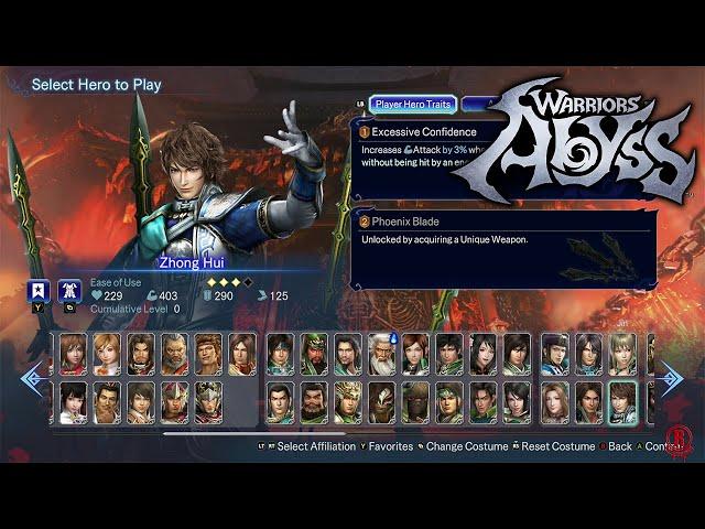 WARRIORS: Abyss - All Characters & Costumes + DLC (Jin Characters & Dynasty Classic Set) *Updated*