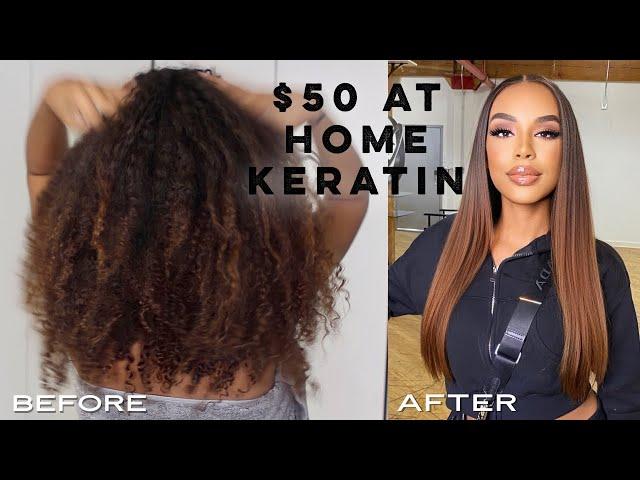 How to Use KERATIN TREATMENT at home to straighten natural hair!