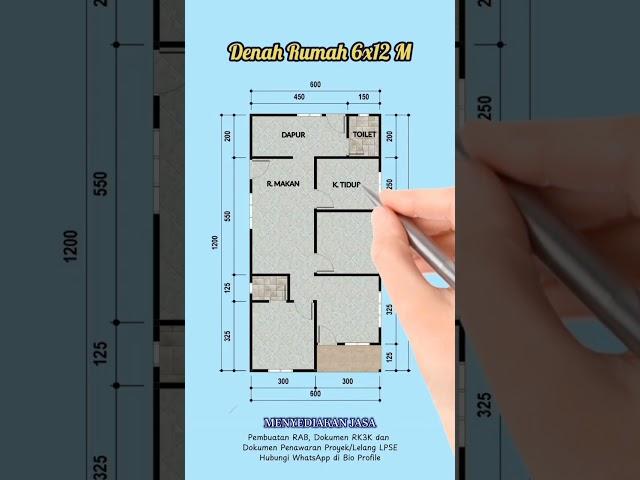 DENAH RUMAH 6x12 M. Lahan 10x17 M. #denahrumah #denahrumahminimalis #rumahminimalis #rumahsederhana