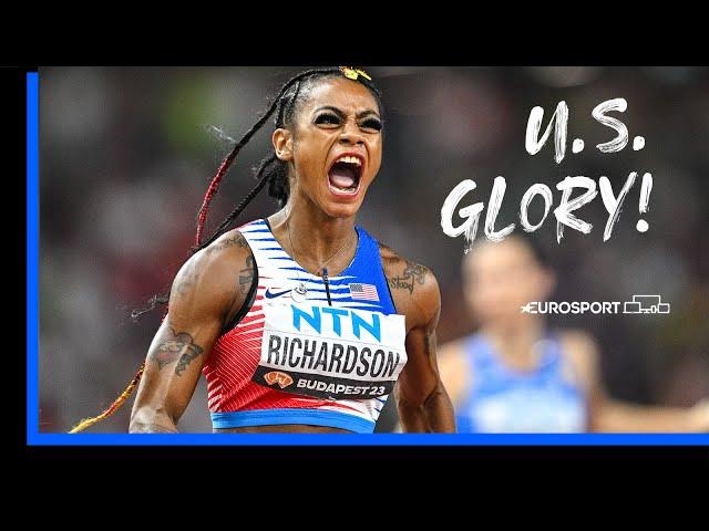 What A Moment! Sha'Carri Richardson Brings USA The Double In the Sprint Relay! | Eurosport