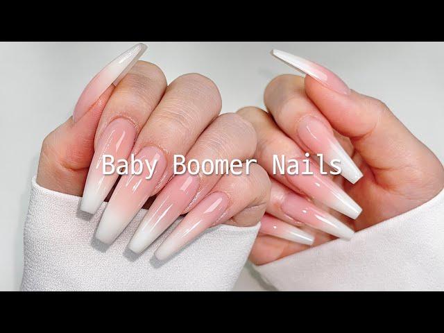 Affordable Baby Boomer Nails  DIY Polygel Extensions! Daiso Nail / ASMR