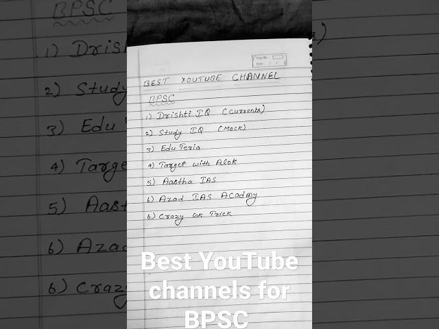 Best YouTube channels for Bpsc..