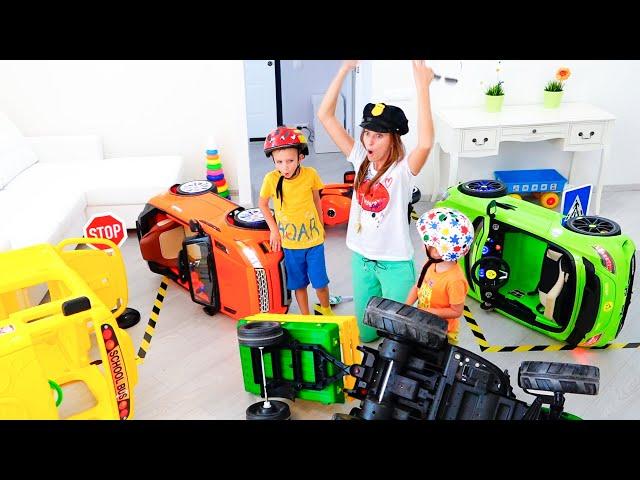 Niki Play with Balls   Kids ride on toy cars and play with Mom - Funny stories for kids