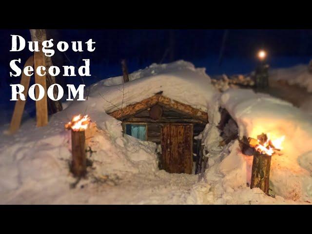 ALEX WILD dugout life: I'm building a Second ROOM, made a ROOF, WARM inside Log Cabin! PART 19