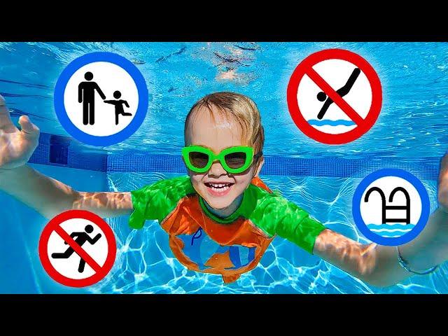 Chris learns safety rules in the pool - Useful story for kids