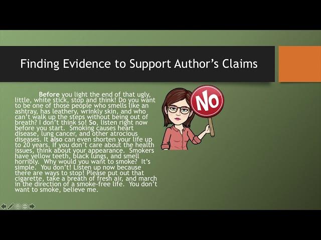 Finding Evidence to Support Author's Claims