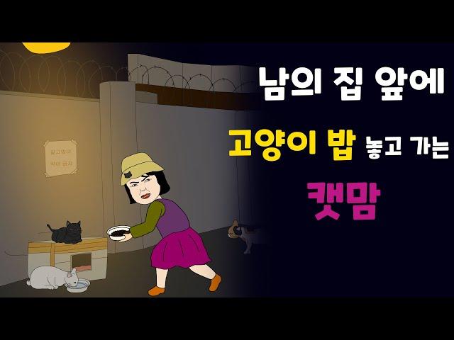 캣맘이 집 앞에 고양이 밥을 놓고 가요