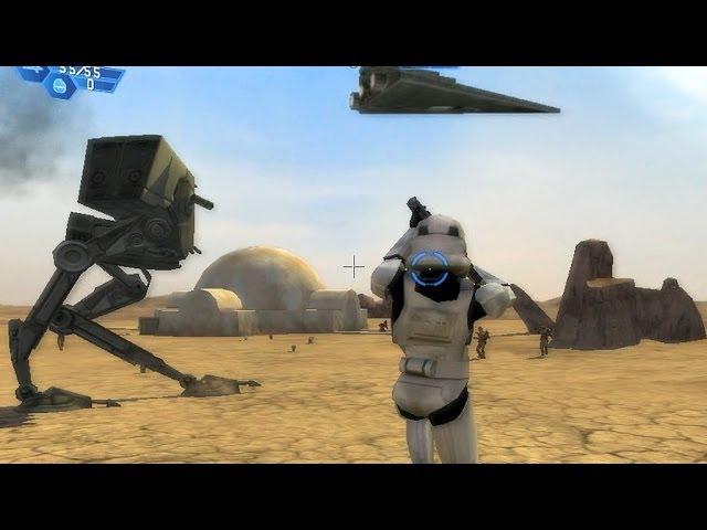 Star Wars Battlefront 1 gameplay Tatooine Dune Sea - Galactic Civil  War mission 1