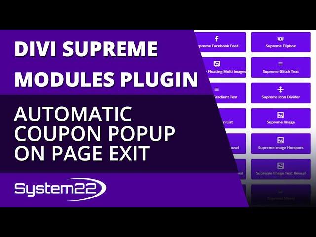 Divi Theme Supreme Modules Plugin Automatic Coupon Popup On Page Exit 