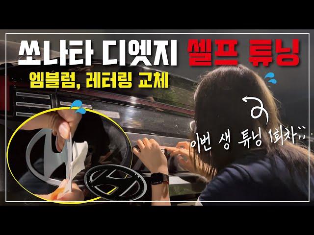 출고 3개월만에 엠블럼을 뜯어버린 순정파 (쏘나타 디엣지 엠블럼,레터링 교체|셀프 튜닝|블랙 유광|현대 마크 DIY)