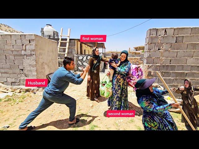 The husband's attempt to create peace in the home by kicking the first wife out of the house