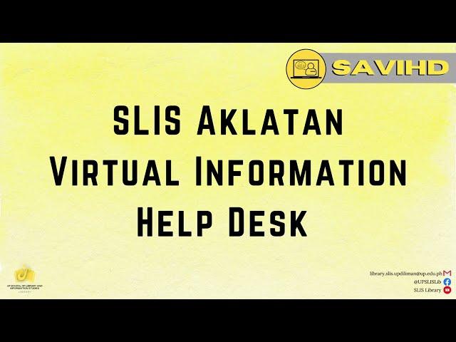 #UPSLISLib SAVIHD INFORMATIONAL VIDEO