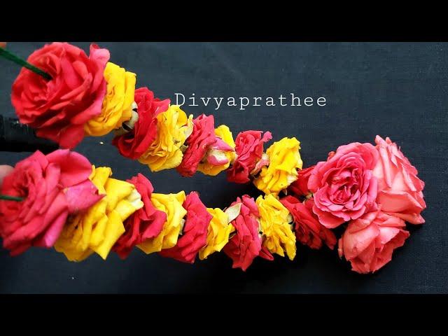 Easy rose flower mala/rose garland for god/diy rose garland/how to string rose garland/poo malai/lei