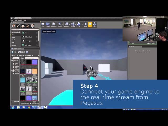 Real time visualization in a game engine with Vicon Pegasus Advanced