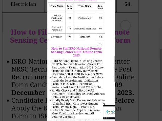 ISRO NRSC Technician B Online Form 2023