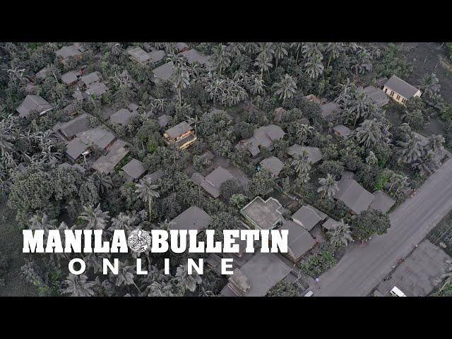 Aerial footage of Juban, Sorsogon after the phreatic eruption of Bulusan Volcano