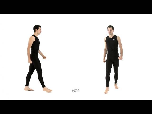 Athletic Male Angry walk - Slow Motion half speed. Animation Reference Body Mechanics.