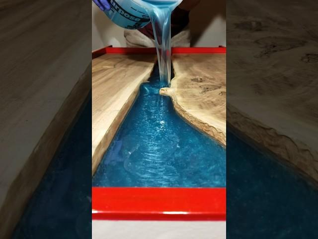 Teal Blue Epoxy River Table Build #shorts #diy