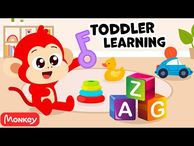 Educational Video for Toddlers with Teacher Monkey 1️⃣2️⃣3️⃣ Abc, Color, Letter, Number in English