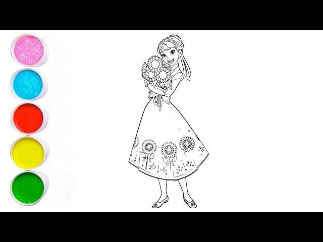 Beautiful Elsa Drawing for Kids, Painting & Coloring for Kids | Let's Draw Together
