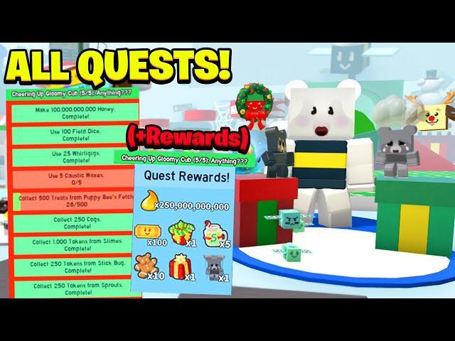 ALL OP REWARDS & QUESTS FROM NEW BEE BEAR QUESTLINE REVEALED! (Beesmas Part 2 Bee Swarm Simulator)