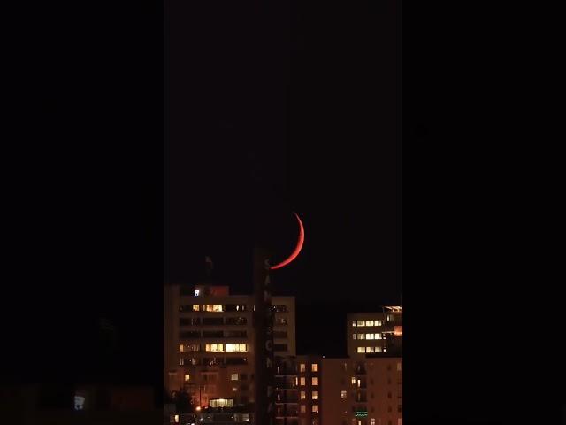 Crescent Moon  sets over downtown RVA #moon #shorts #crescentmoon #moonset