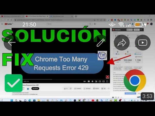 Solucion Chrome Too many Requests  Error 429 Solución en Español 2023 Demasiadas solicitudes