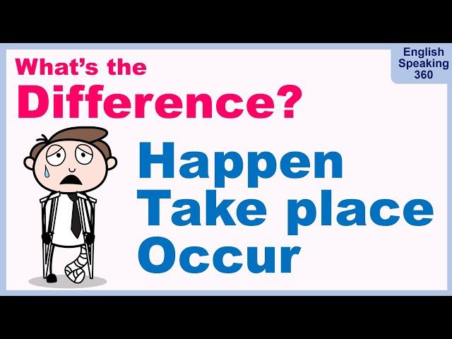 Difference between HAPPEN / TAKE PLACE / OCCUR.  Super Useful English Grammar!